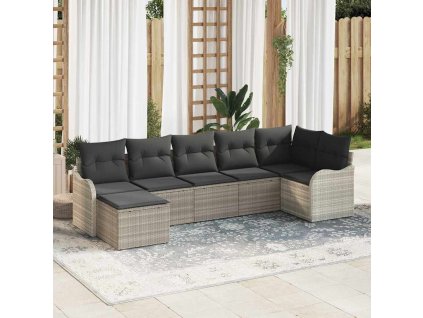 Sada zahradních pohovek 7 pcs Světle šedá Poly ratan 3354461