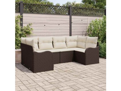 Sada zahradních pohovek 6 pcs Hnědá a bílá Poly ratan 3354507