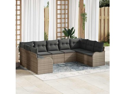 Sada zahradních pohovek s úložištěm 9 pcs Šedá polyratan 3354528