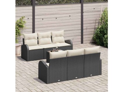 Sada zahradních pohovek 7 pcs Černá a krémová polyratan 3354596