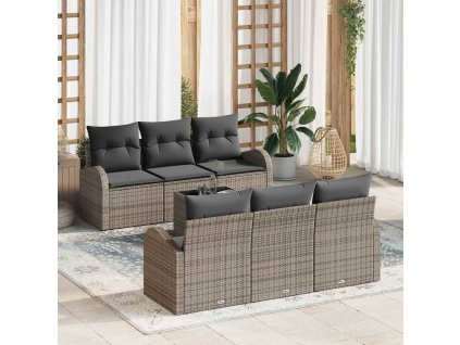 Sada zahradních pohovek s úložištěm 7 pcs Šedá polyratan 3354598