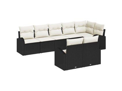 Set pohovek s polštářem 8 pcs Černá a bílá polyratan 3354756