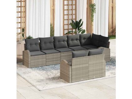 Set pohovek s polštářem s úložištěm 8 pcs Světle šedá polyratan 3354761