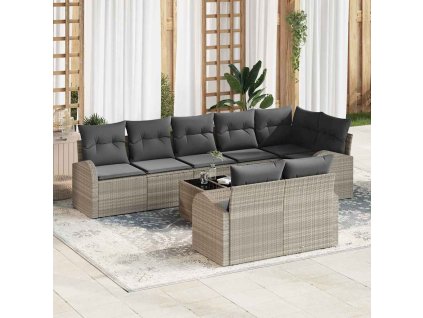 Set pohovek s polštářem s úložištěm 9 pcs Světle šedá polyratan 3354771