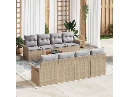 Sada zahradních pohovek s polštářem 7 pcs Béžová a Světle šedá 3355970
