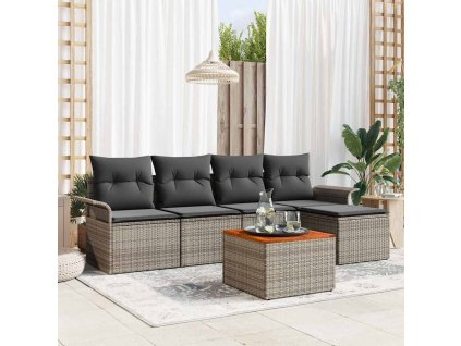 Sada zahradních pohovek s úložištěm 6 pcs Šedá polyratan 3355983