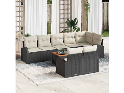 Sada zahradních pohovek 9 pcs Černá a bílá 3356262