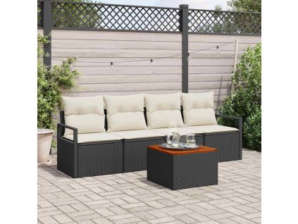 Sada zahradních pohovek 5 pcs Černá a krémová polyratan 3356304