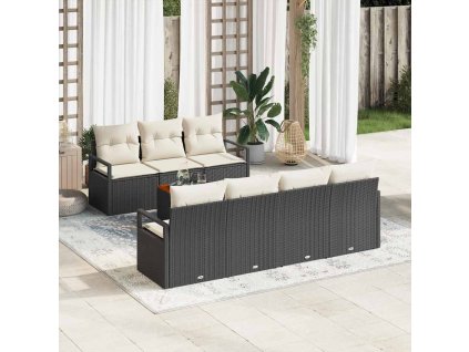 Sada zahradních pohovek 8 pcs Černá a krémová polyratan 3356332