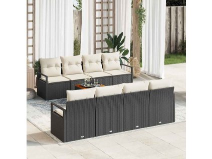 Sada zahradních pohovek 9 pcs Černá a bílá 3356346