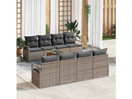 Sada zahradních pohovek s úložištěm 9 pcs Šedá polyratan 3356347