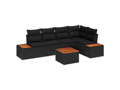 Sada zahradních pohovek s polštářem 6 pcs Černá Poly ratan 3356758