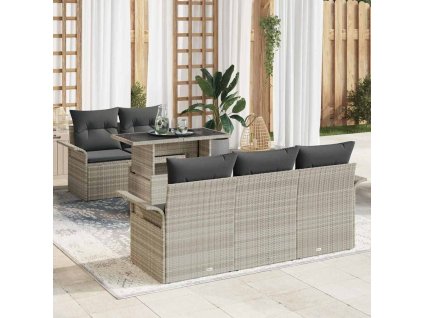 Sada zahradních pohovek 6 pcs Světle šedá Poly Ratan 3356935