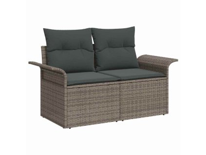 Sada zahradních pohovek s polštářem 6 pcs Šedá Poly ratan 3357002