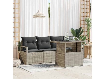 Sada zahradních pohovek 5 pcs Světle šedá Poly ratan 3357465