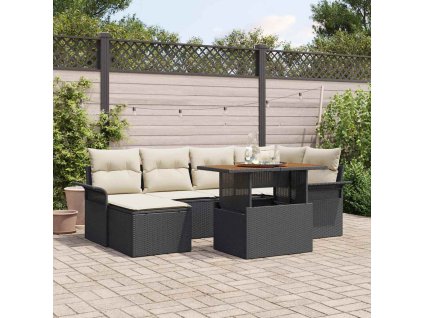 Sada zahradních pohovek s úložištěm 7 pcs Černá Poly ratan 3358091