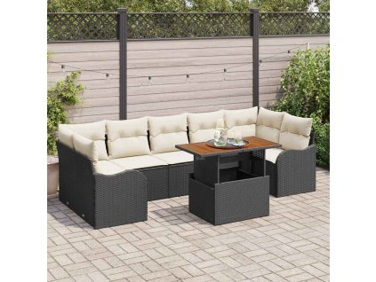 Sada zahradních pohovek s úložištěm 8 pcs Černá Poly ratan 3358161