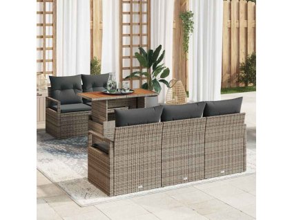Sada zahradních pohovek s úložištěm 6 pcs Šedá Poly ratan 3358386