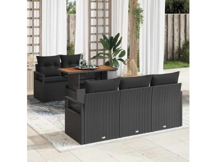 Sada zahradních pohovek s úložištěm 6 pcs Černá Poly ratan 3358389