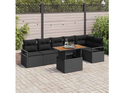 Sada zahradních pohovek s úložištěm 7 pcs Černá Poly ratan 3358459