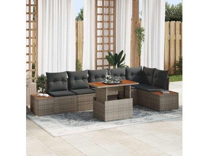 Sada zahradních pohovek s úložištěm 7 pcs Šedá Poly ratan 3358813