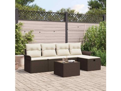 Sada zahradních pohovek 6 pcs Hnědá a krémová polyratan 3358867