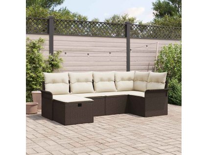 Sada zahradních pohovek 6 pcs Hnědá a krémová polyratan 3358877