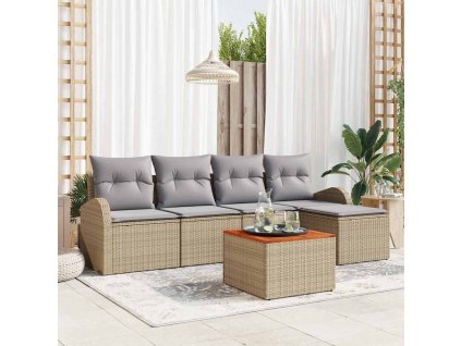 Sada zahradních pohovek 6 pcs Béžová Poly ratan 3347567