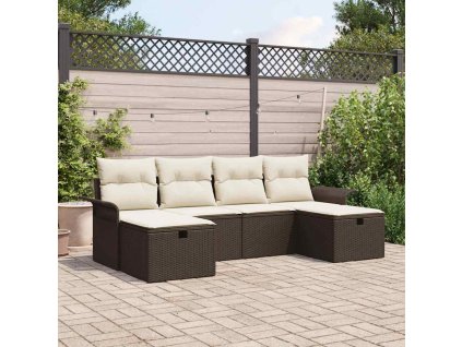 Sada zahradních pohovek 6 pcs Hnědá a krémová polyratan 3358917