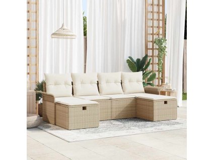 Sada zahradních pohovek 6 pcs Béžová a krémová polyratan 3358920