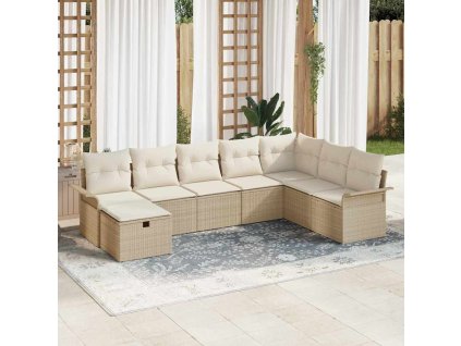 Sada zahradních pohovek 8 pcs Béžová a krémová polyratan 3358930