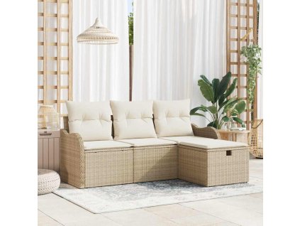 Sada zahradních pohovek 4 pcs Béžová a krémová polyratan 3358950