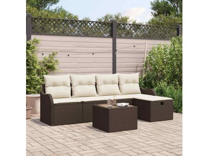 Sada zahradních pohovek 6 pcs Hnědá a krémová polyratan 3358967