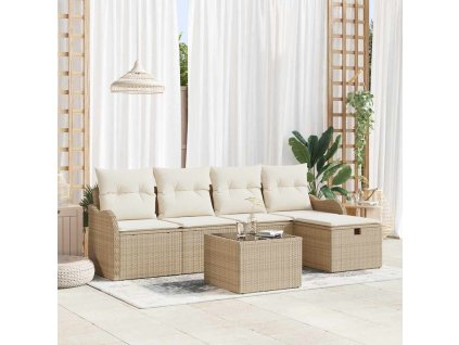 Sada zahradních pohovek 6 pcs béžová a krémová Poly ratan 3358970