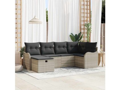 Sada zahradních pohovek 6 pcs Světle šedá Poly ratan 3358981