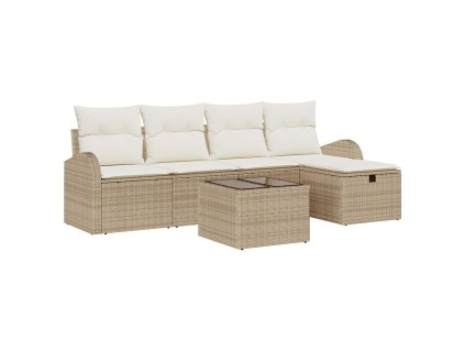 Set pohovek s polštářem s úložištěm Béžová a krémová polyratan 3359070