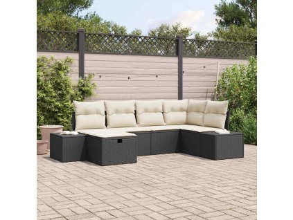 Sada zahradních pohovek s polštářem 6 pcs Černá polyratan 3359376