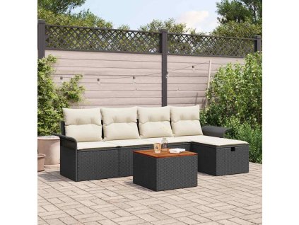 Sada zahradních pohovek s úložištěm 6 pcs Černá Poly ratan 3359446