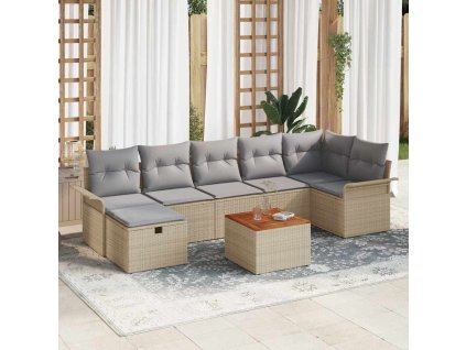 Sada zahradních pohovek 8 pcs Béžová polyratan 3359462