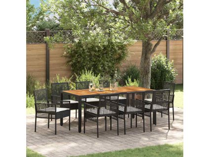 Zahradní jídelní souprava 9 pcs Černá polyratan 3334906