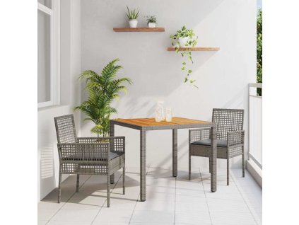 Zahradní jídelní souprava 3 pcs Šedá polyratan 3334909