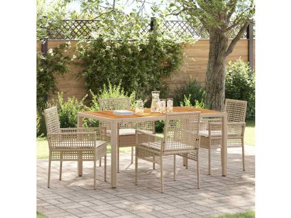 Zahradní jídelní souprava 5 pcs Béžová polyratan 3334919
