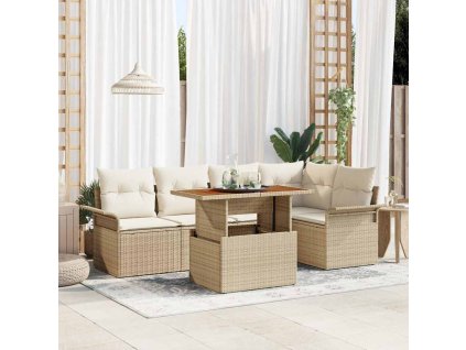 Sada zahradních pohovek s polštářem 6 pcs béžová a krémová 3349336