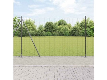 Plot s sloupkem Šedá 1,6 x 10 m Ocel a PVC 3350973