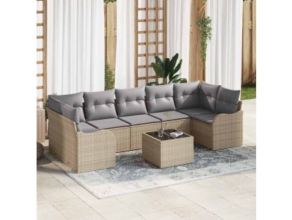 Sada zahradních pohovek s polštářem 8 pcs Beige a šedá 3354289