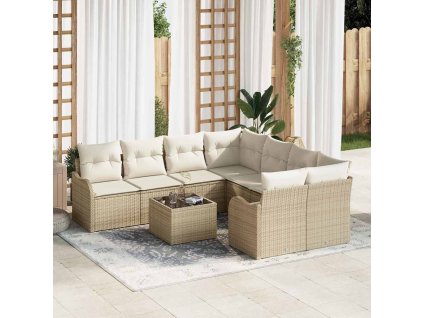 Sada zahradních pohovek s polštářem 9 pcs Béžová a krémová 3354310