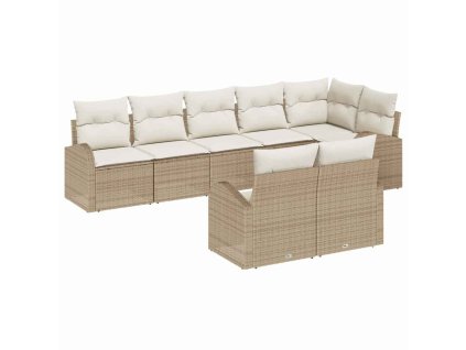 Set pohovek s polštářem s úložištěm 8 pcs Béžovo-bílá polyratan 3354760