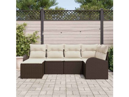 Set pohovek s polštářem 6 pcs Hnědá a bílá polyratan 3354777