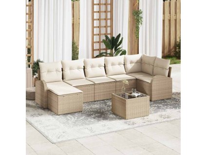 Sada zahradních pohovek 8 pcs Béžová Poly ratan 3354810