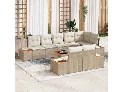 Sada zahradních pohovek 9 pcs béžová a krémová Poly ratan 3356786